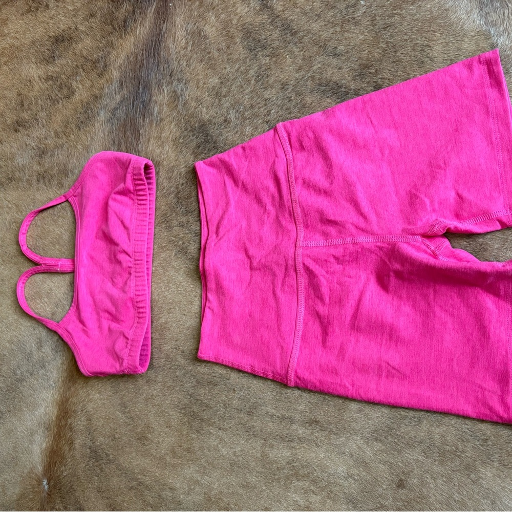 Beyond Yoga Pink Sports Bra and Shorts Set